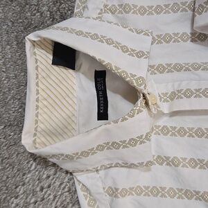 Kenneth Cole White and Tan Striped Shirt
